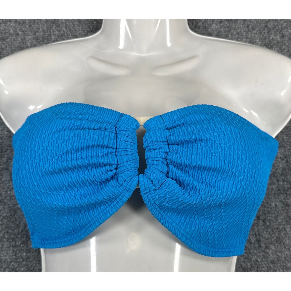 Shade & Shore Womens Blue Textured‎ Bandeau Bikini Top XL NWT